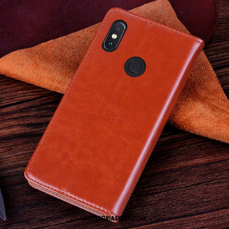 Futerał Xiaomi Redmi Note 5 Skórzany Futerał Czerwony Biznes Skóra Bydlęca Anti-fall Etui Tanie
