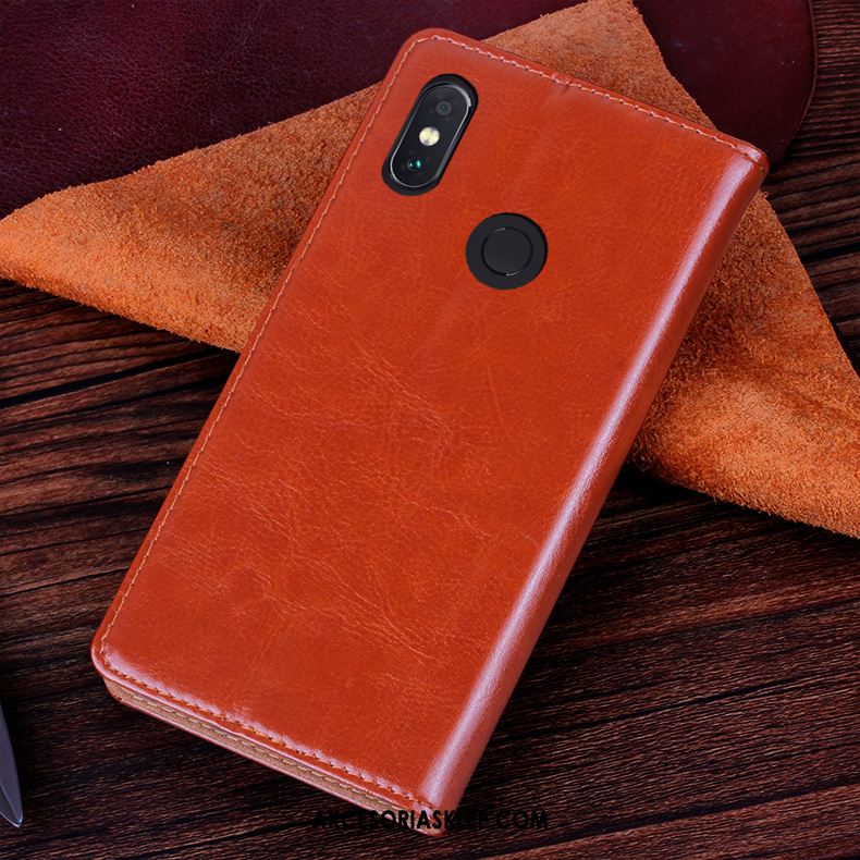 Futerał Xiaomi Redmi Note 5 Skórzany Futerał Czerwony Biznes Skóra Bydlęca Anti-fall Etui Tanie