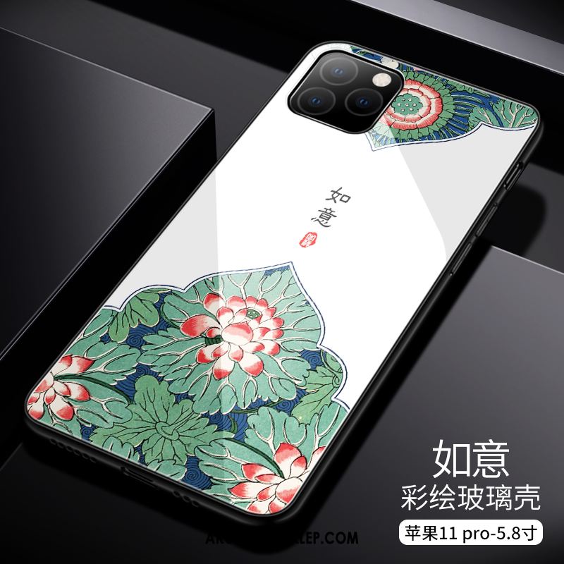 Futerał iPhone 11 Pro Chiński Styl Telefon Komórkowy Biały Szkło Anti-fall Etui Kup