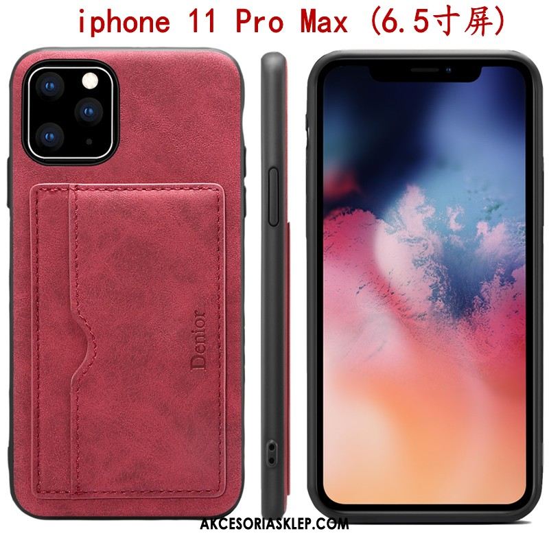 Futerał iPhone 11 Pro Max Czerwony All Inclusive Wspornik Anti-fall Karta Etui Sklep