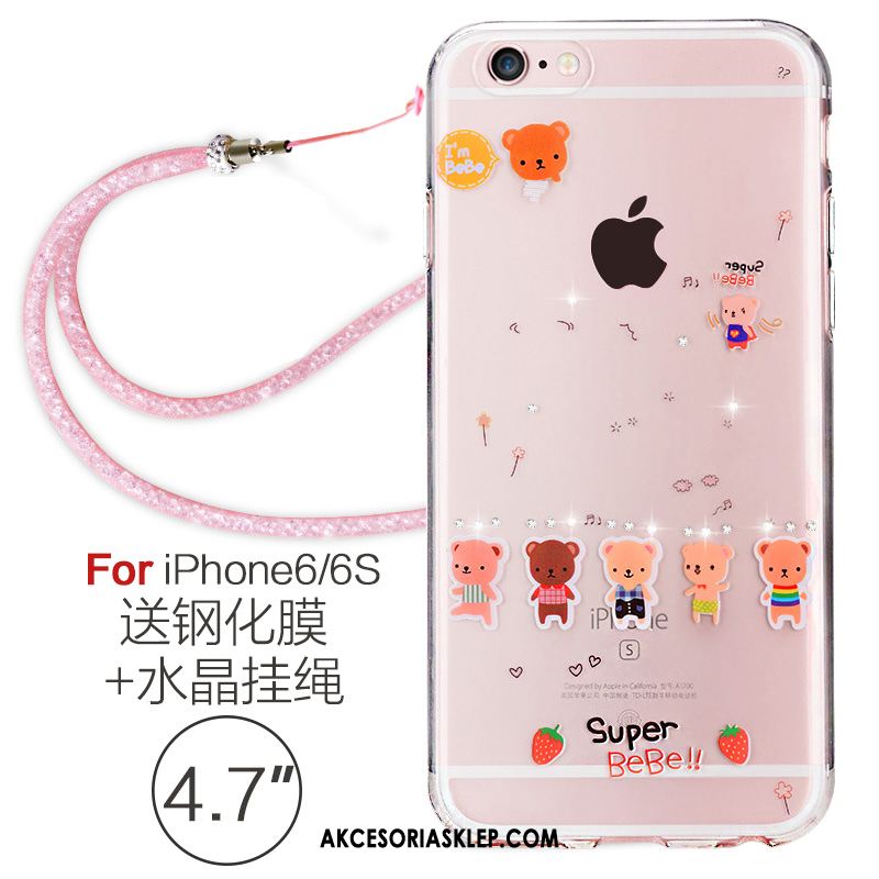 Futerał iPhone 6 / 6s Plus Osobowość Miękki Rhinestone Wiszące Ozdoby Czerwony Netto Etui Tanie