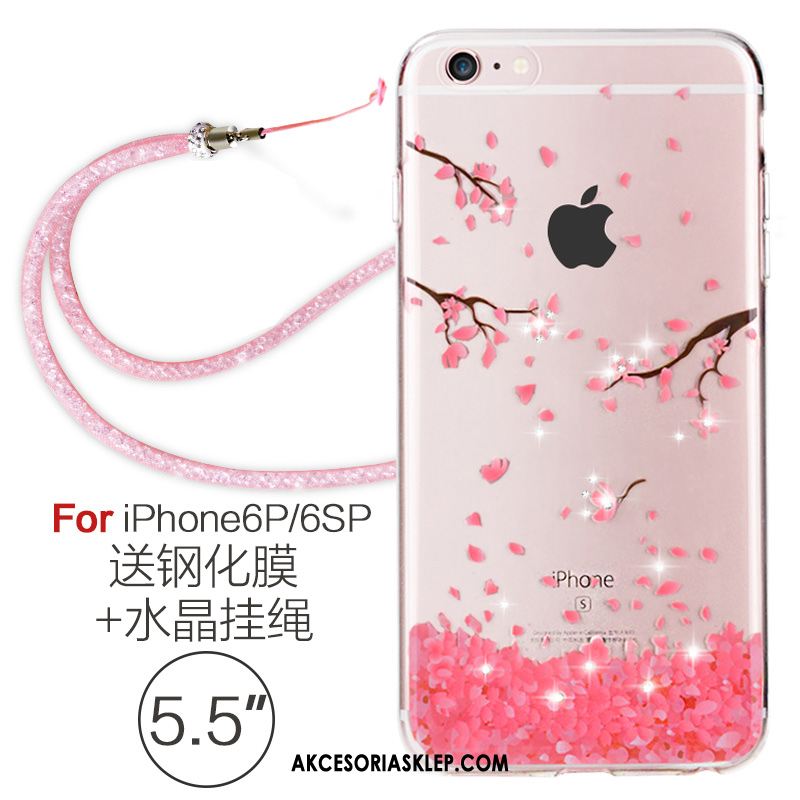 Futerał iPhone 6 / 6s Plus Osobowość Miękki Rhinestone Wiszące Ozdoby Czerwony Netto Etui Tanie