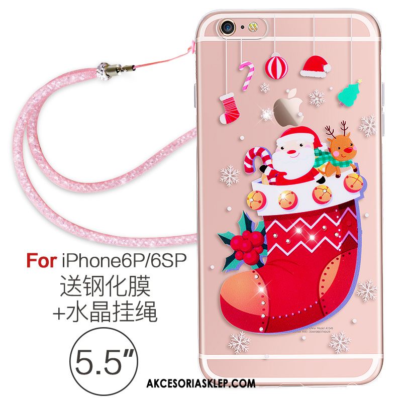 Futerał iPhone 6 / 6s Plus Osobowość Miękki Rhinestone Wiszące Ozdoby Czerwony Netto Etui Tanie