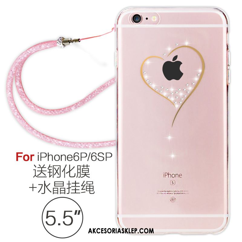 Futerał iPhone 6 / 6s Plus Osobowość Miękki Rhinestone Wiszące Ozdoby Czerwony Netto Etui Tanie