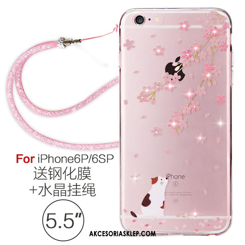 Futerał iPhone 6 / 6s Plus Osobowość Miękki Rhinestone Wiszące Ozdoby Czerwony Netto Etui Tanie