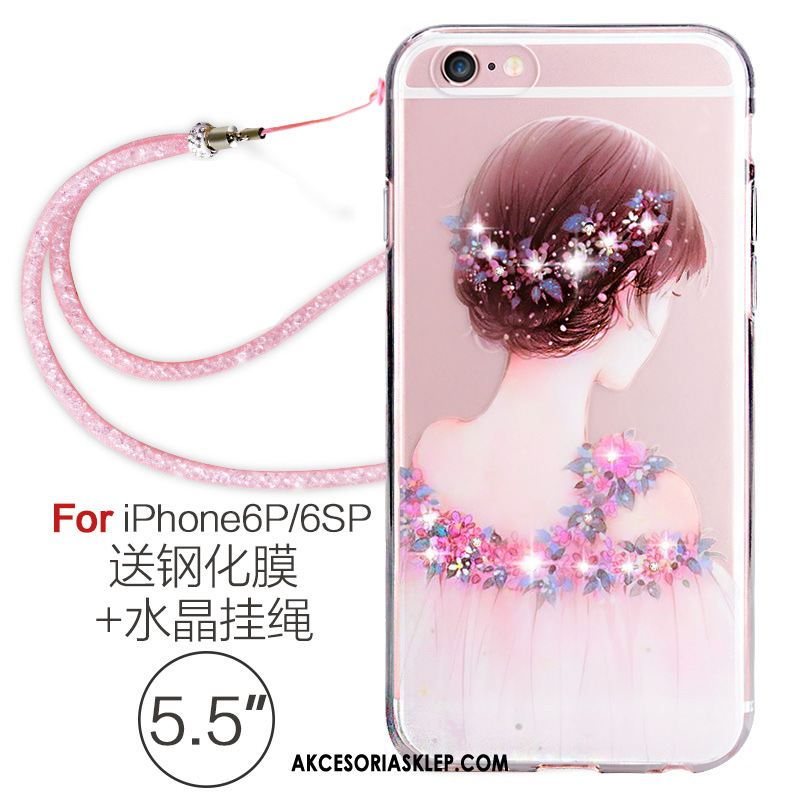 Futerał iPhone 6 / 6s Plus Osobowość Miękki Rhinestone Wiszące Ozdoby Czerwony Netto Etui Tanie