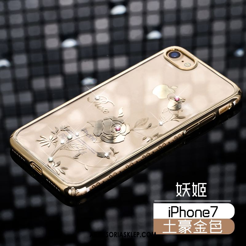 Futerał iPhone 7 Telefon Komórkowy All Inclusive Anti-fall Złoto Rhinestone Obudowa Tanie