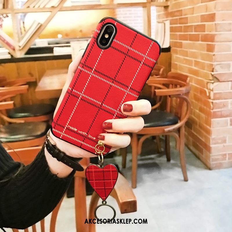 Futerał iPhone X All Inclusive Anti-fall Czerwony Wisząca Szyja Flanela Etui Sklep