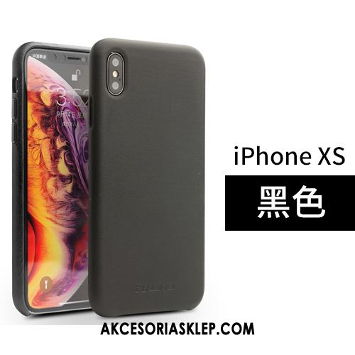 Futerał iPhone Xs Proste Tylna Pokrywa Ochraniacz Prawdziwa Skóra Brązowy Etui Online