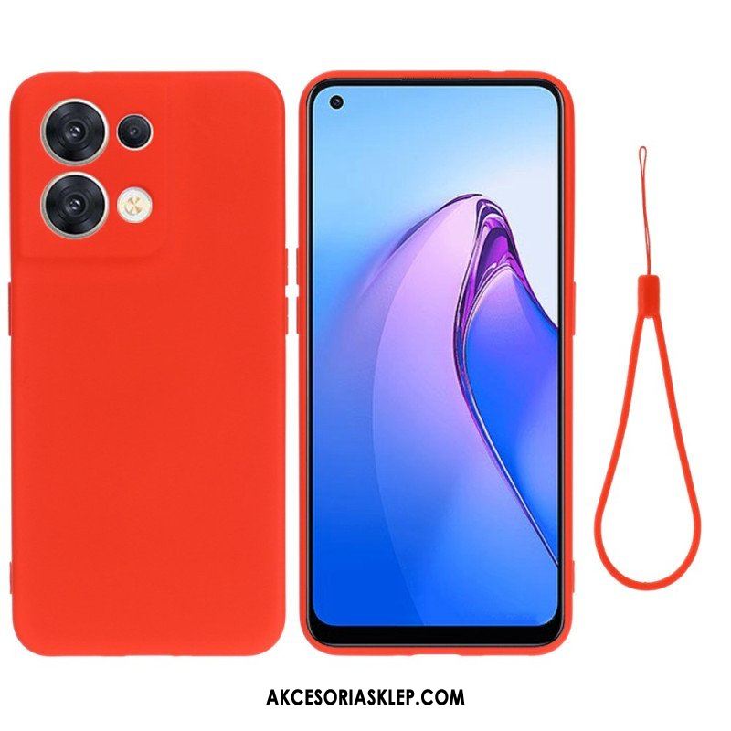 Futerały do Oppo Reno 8 z Łańcuch Płynny Silikon W Paski