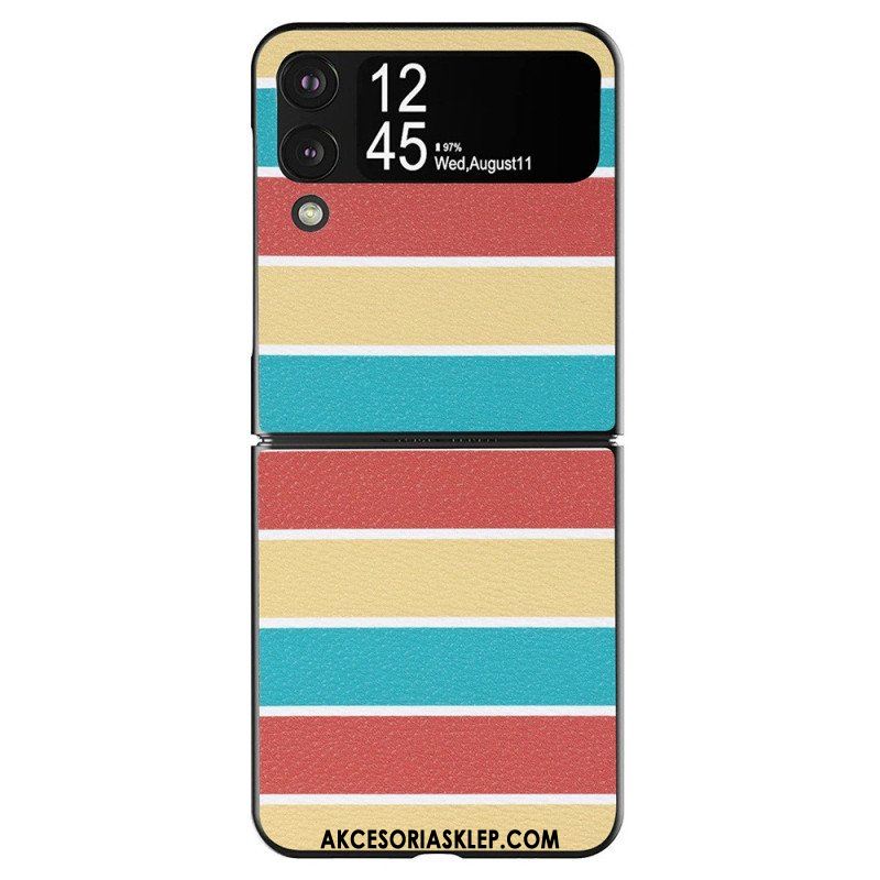 Futerały do Samsung Galaxy Z Flip 4 Etui Folio Linie Ze Sztucznej Skóry