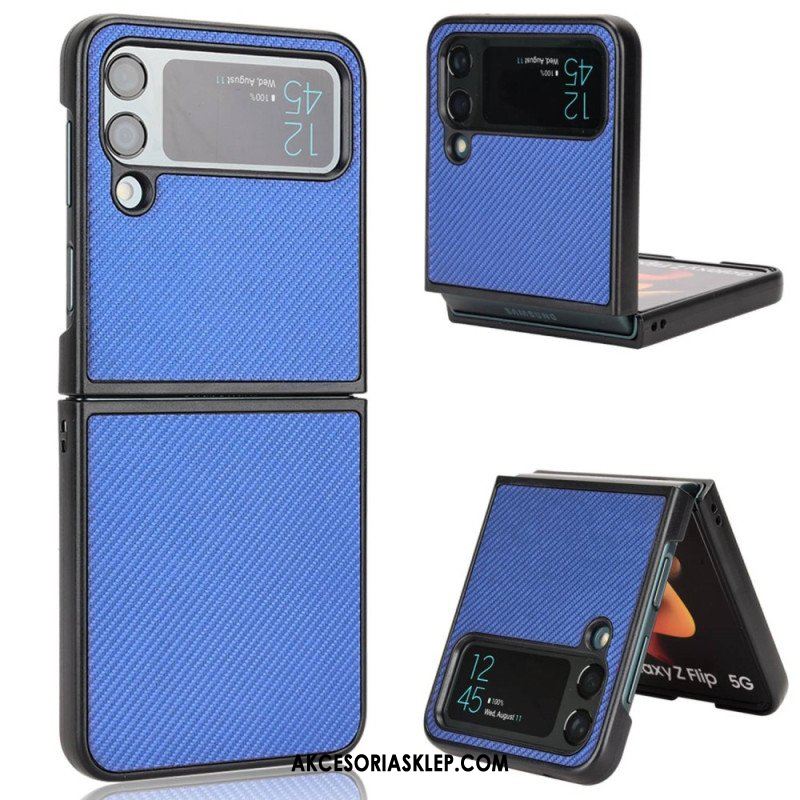 Futerały do Samsung Galaxy Z Flip 4 Etui Folio Tekstura Włókna Węglowego Z Efektem Skóry