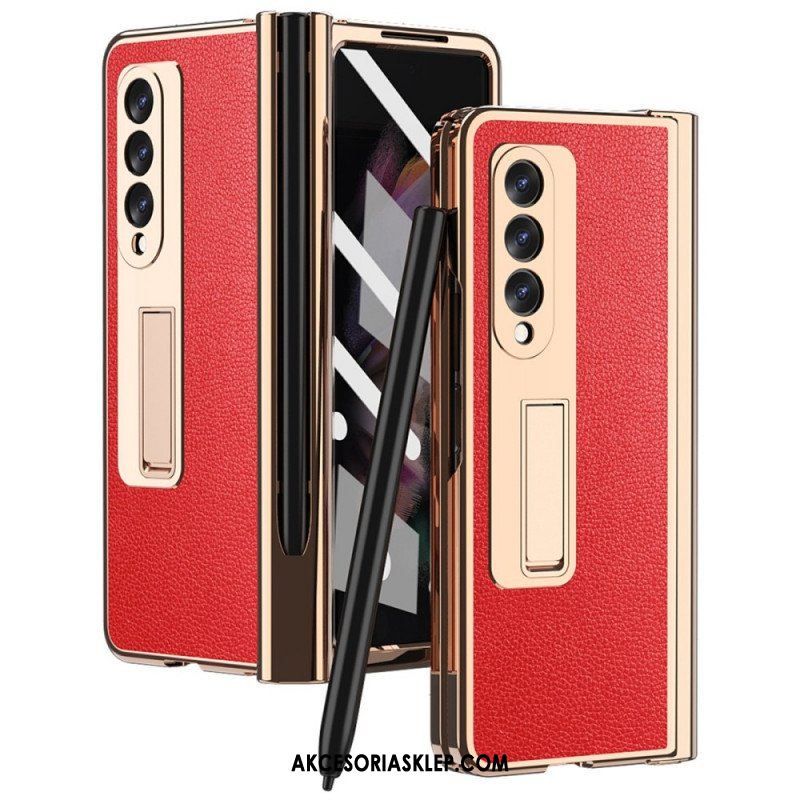 Futerały do Samsung Galaxy Z Fold 3 5G Wielofunkcyjna Skóra Liczi