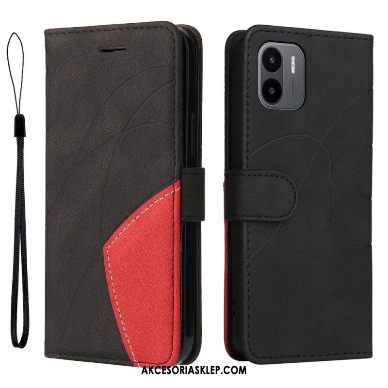 Obudowa Etui Na Telefon do Xiaomi Redmi A1 Dwukolorowa Sygnowana Sztuczna Skóra