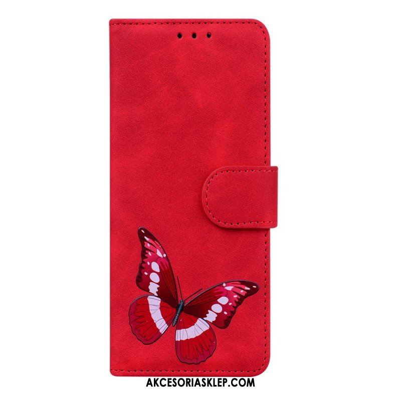 Obudowa Etui Na Telefon do Xiaomi Redmi Note 11 Pro / 11 Pro 5G Motyl Dotykający Skóry