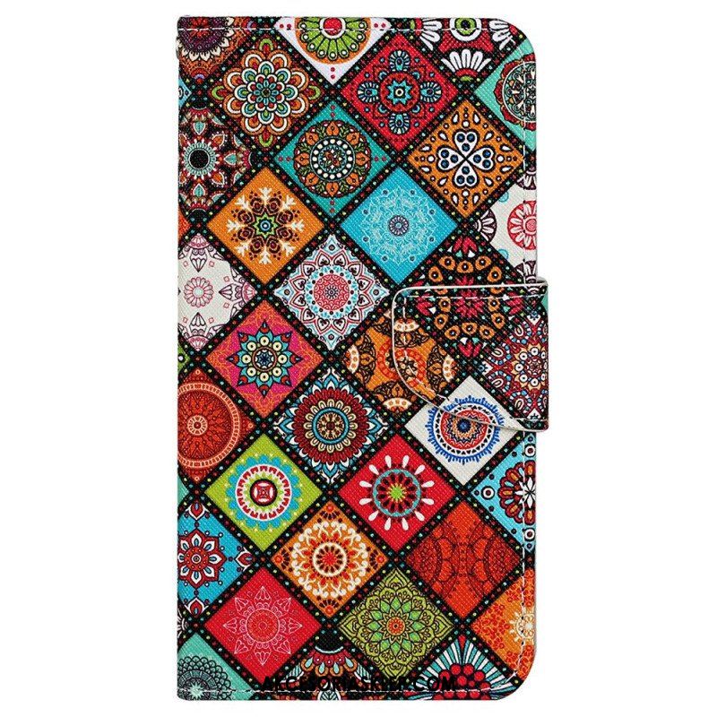 Obudowa Etui Na Telefon do iPhone 15 z Łańcuch Ładny Patchwork Z Paskiem