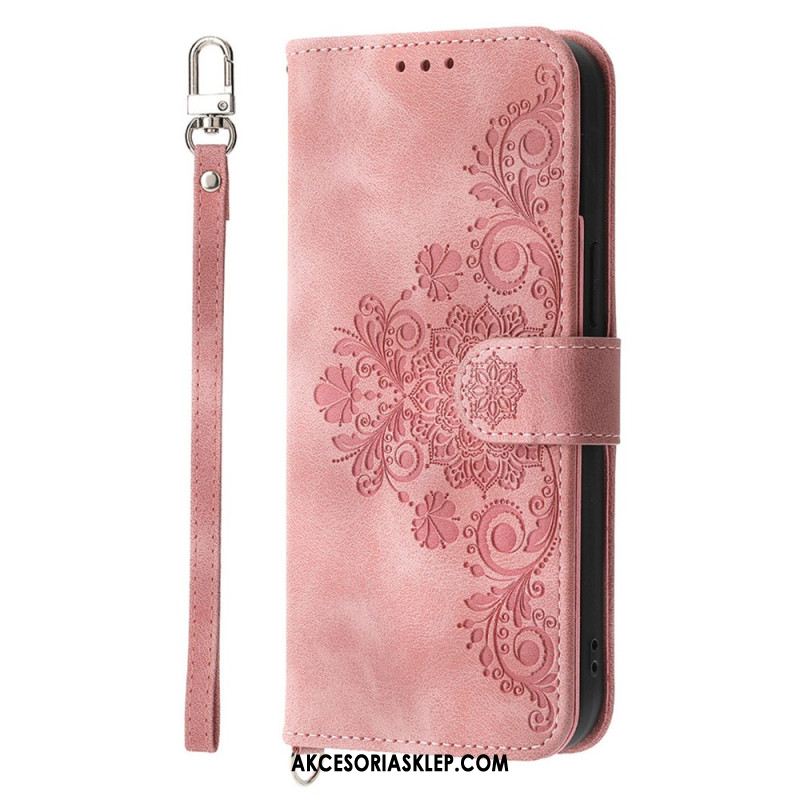 Obudowa iPhone 16 Etui Na Telefon Koronkowy Pasek I Pasek Na Ramię Z Efektem Zamszu