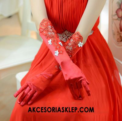 Rękawiczki Damskie Kwiatowa Luksusowy Zima Panna Młoda Sukienka Online