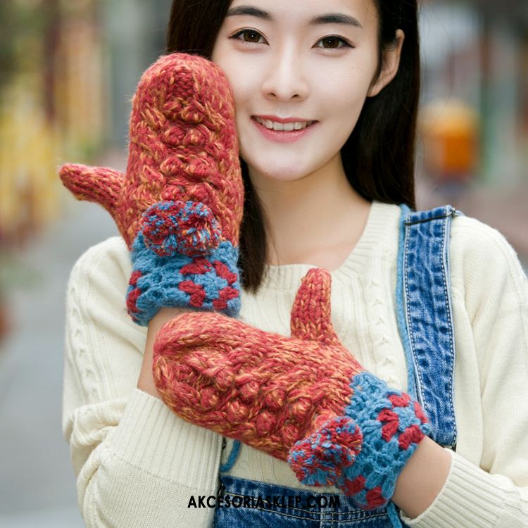 Rękawiczki Damskie Ręcznie Robione Student Trendy Utrzymuj Ciepło Damska Na Sprzedaż