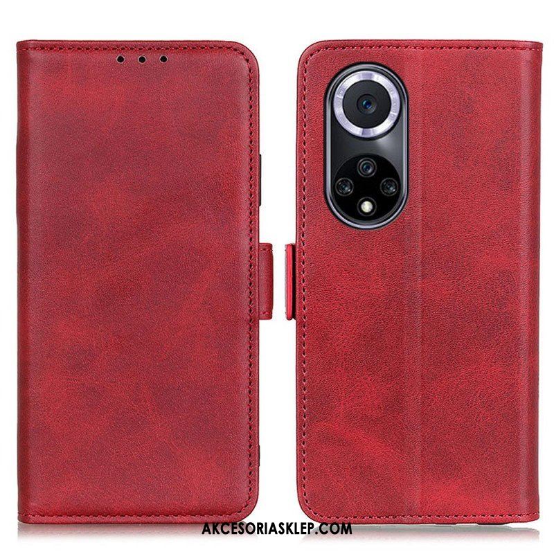 Skórzany Futerał do Honor 50 Etui Folio Podwójna Klapka Huawei Nova 9