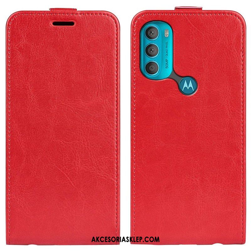Skórzany Futerał do Moto G71 5G Etui Folio Składane Retro