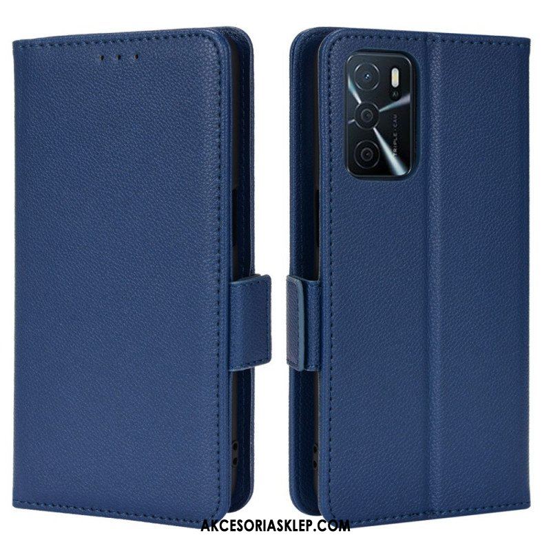 Skórzany Futerał do Oppo A16 / A16s Etui Folio Flap Double Litchi Nowe Kolory