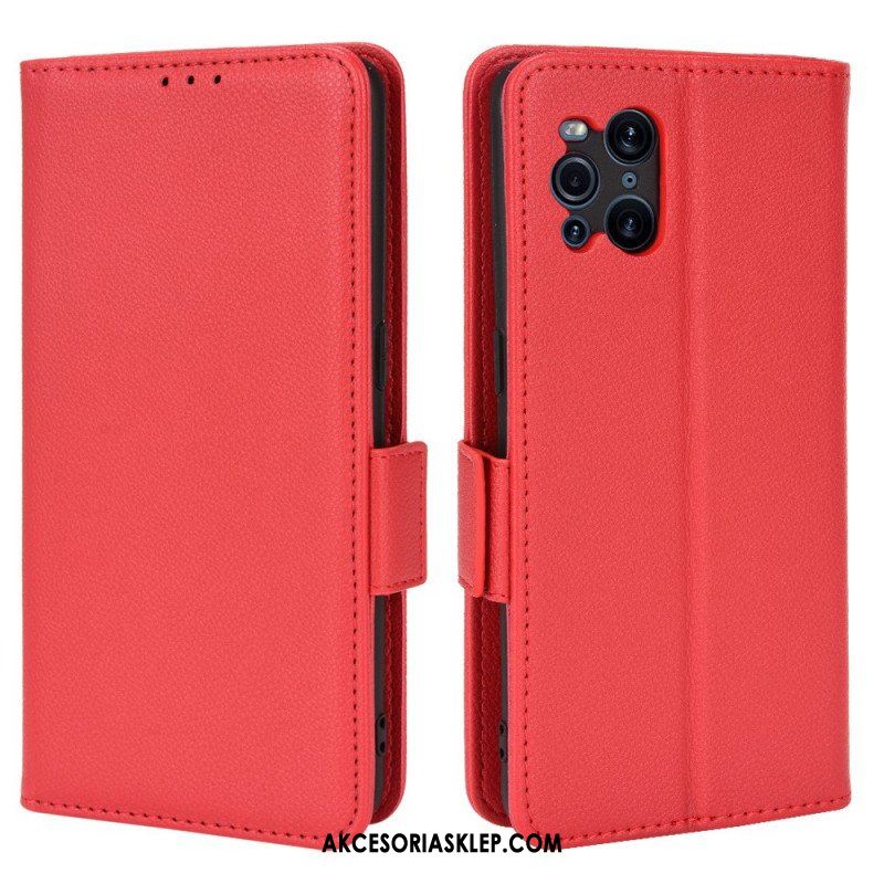 Skórzany Futerał do Oppo Find X3 Pro Etui Folio Flap Double Litchi Nowe Kolory