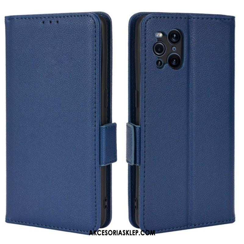 Skórzany Futerał do Oppo Find X3 Pro Etui Folio Flap Double Litchi Nowe Kolory