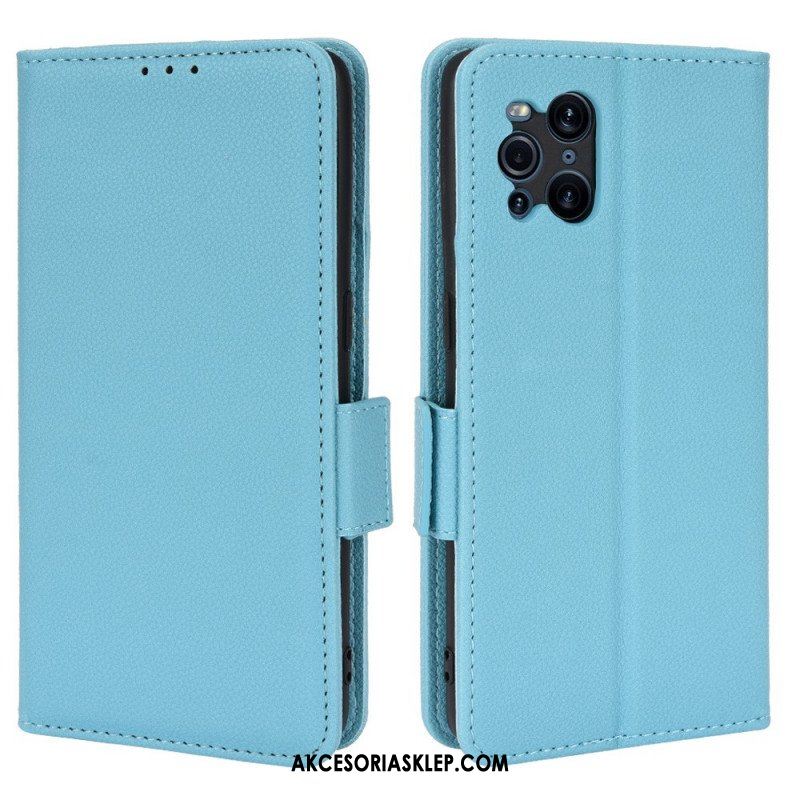 Skórzany Futerał do Oppo Find X3 Pro Etui Folio Flap Double Litchi Nowe Kolory