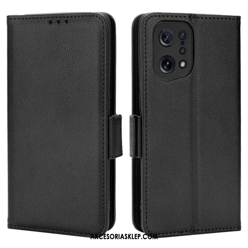 Skórzany Futerał do Oppo Find X5 Etui Folio Flap Double Nowe Kolory