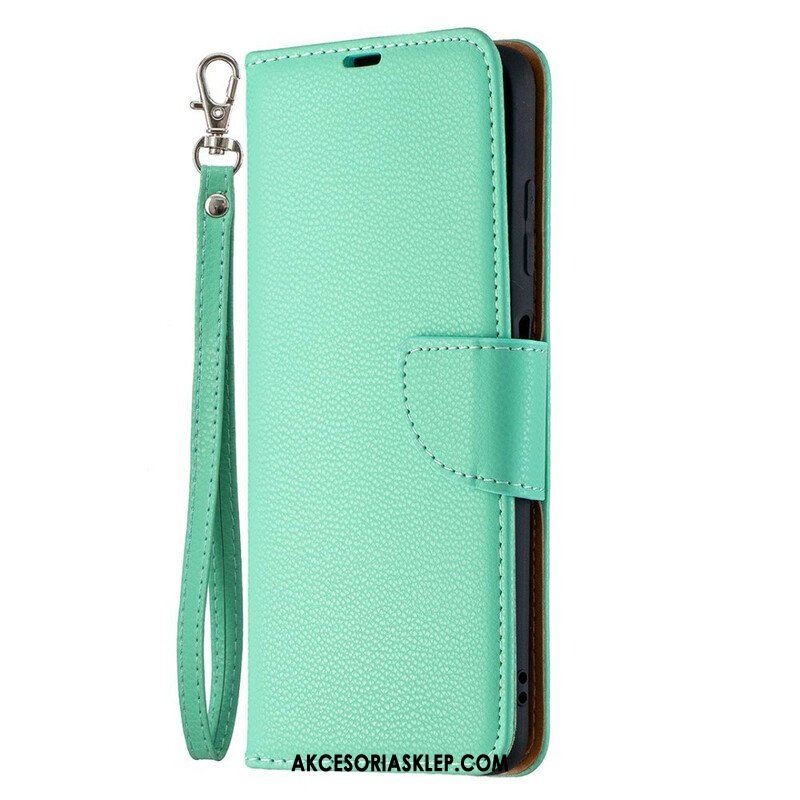 Skórzany Futerał do Poco X3 / X3 Pro / X3 NFC Etui Folio Liczi Rabat Ukośne