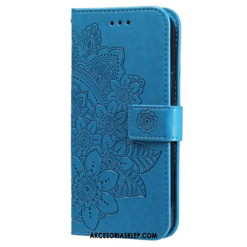 Skórzany Futerał do Samsung Galaxy S22 5G Kwiatowa Mandala