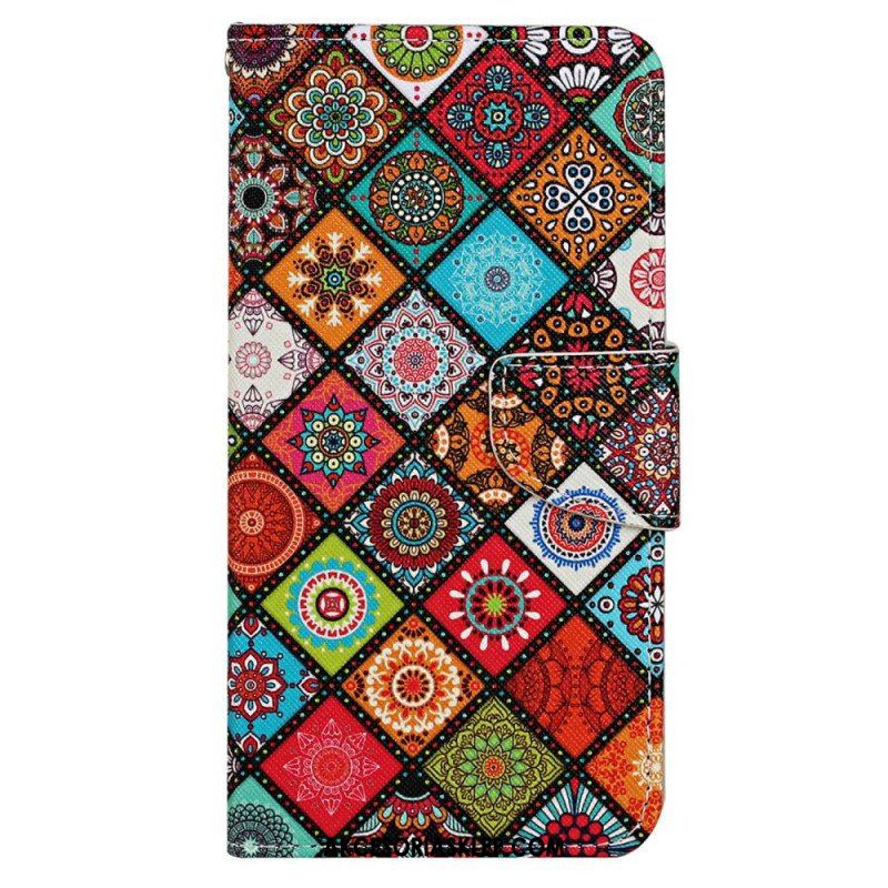 Skórzany Futerał do Xiaomi 12T / 12T Pro Patchwork Ze Smyczą