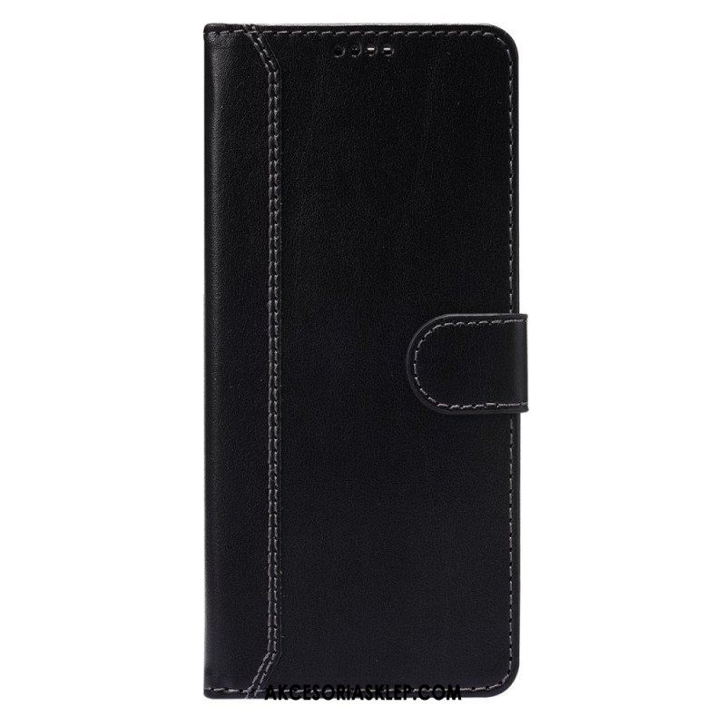 Skórzany Futerał do Xiaomi Redmi Note 10 Pro Błyszczące I Odsłonięte Szwy