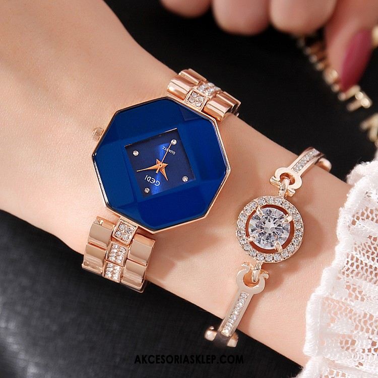 Zegarek Damskie Kształt Diamentu Różowe Złoto Moda Eleganckie Osobowość Online