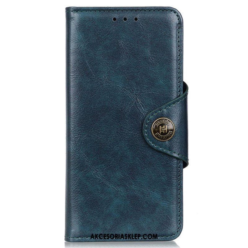 Etui Folio do Honor Magic 5 Lite Guzik Ze Sztucznej Skóry Lakierowanej