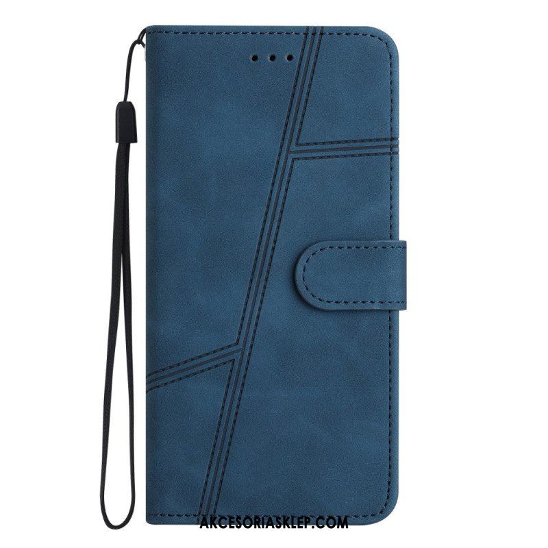 Etui Folio do Moto G73 5G z Łańcuch Linie Smyczy