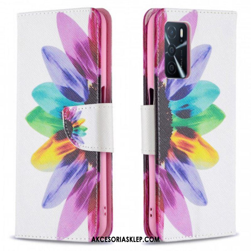 Etui Folio do Oppo A16 / A16s Akwarela Kwiat