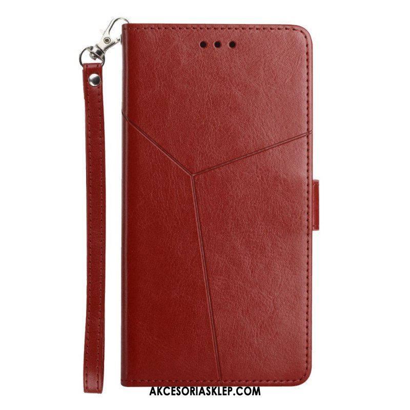 Etui Folio do Oppo A54 5G / A74 5G z Łańcuch Projekt Z Paskami Y