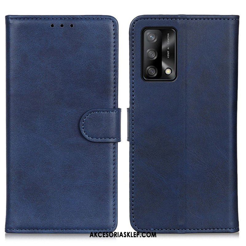 Etui Folio do Oppo A74 4G Efekt Matowej Skóry W Stylu Retro