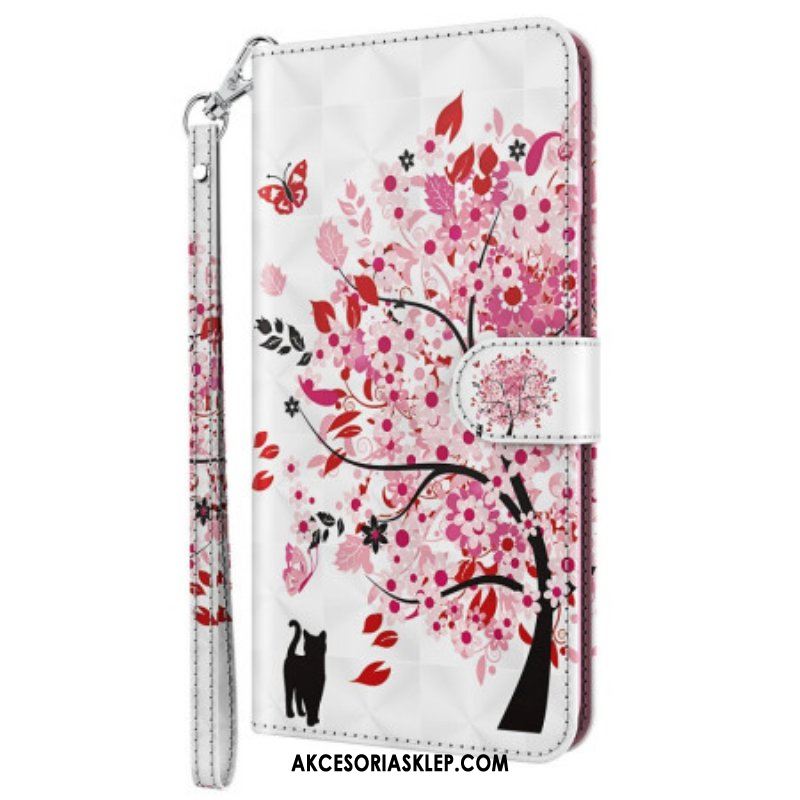 Etui Folio do Oppo A94 5G Drzewo Różane Ze Smyczą