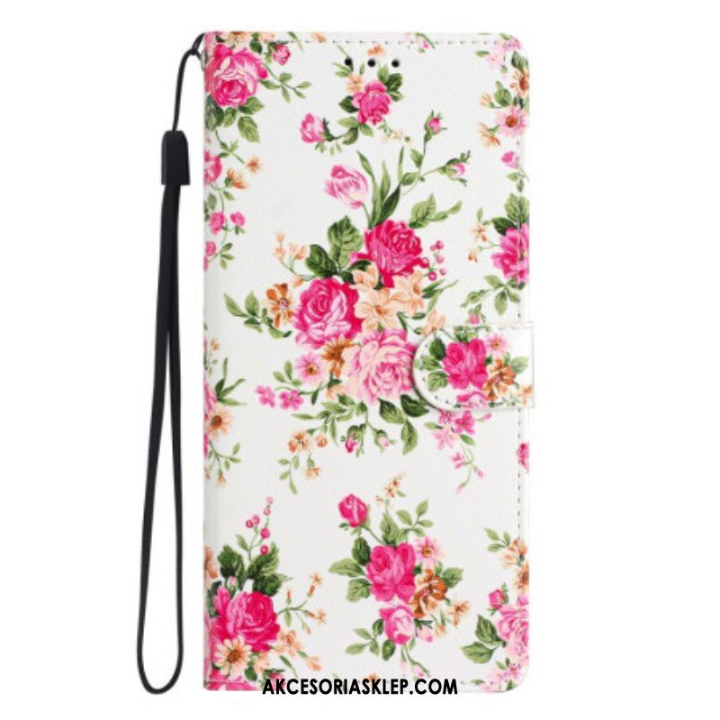 Etui Folio do Oppo Reno 8 z Łańcuch Pasek Liberty Flowers