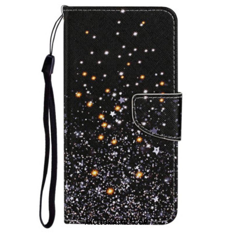 Etui Folio do Poco X4 Pro 5G z Łańcuch Efekt Brokatu Na Ramiączkach