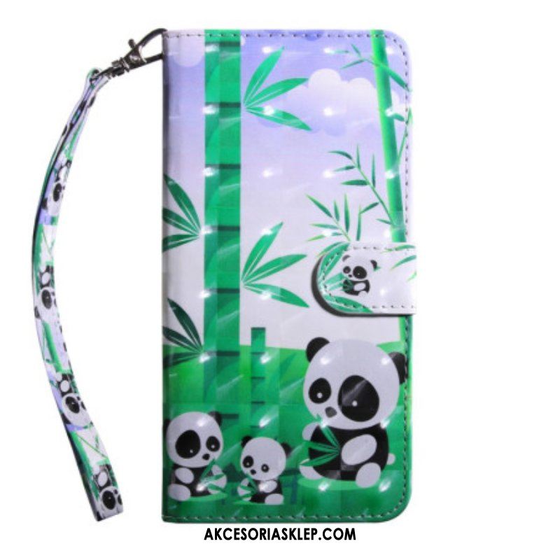 Etui Folio do Poco X4 Pro 5G z Łańcuch Smycz Panda Family