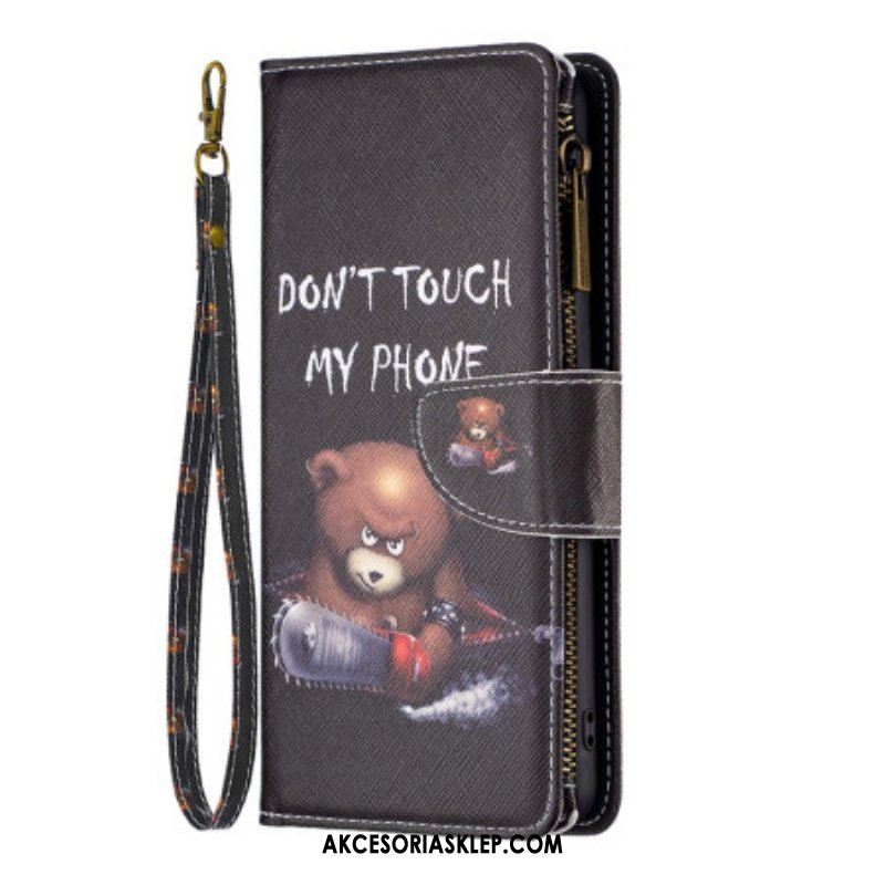 Etui Folio do Realme C35 z Łańcuch Zapinana Na Zamek Saszetka Dangerous Bear Z Paskami