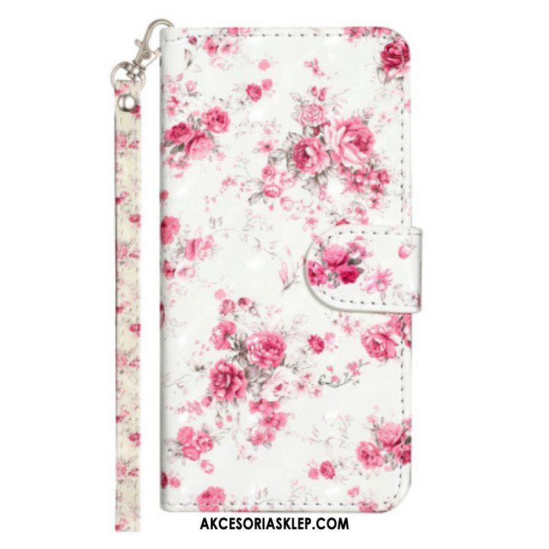 Etui Folio do Samsung Galaxy A14 / A14 5G z Łańcuch Pasek Liberty Flowers