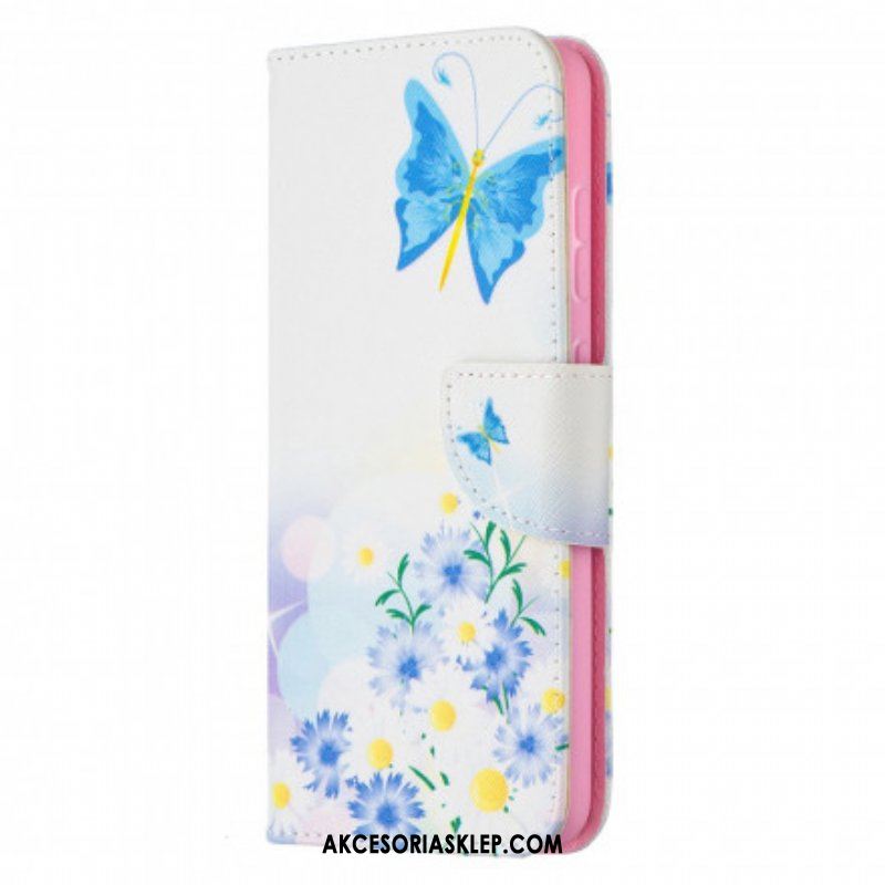 Etui Folio do Samsung Galaxy A52 4G / A52 5G / A52s 5G Malowane Motyle I Kwiaty
