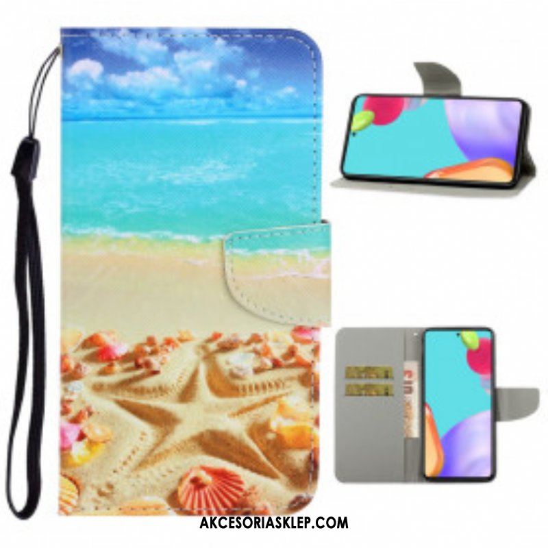 Etui Folio do Samsung Galaxy A52 4G / A52 5G / A52s 5G z Łańcuch Plaża Smyczkowa