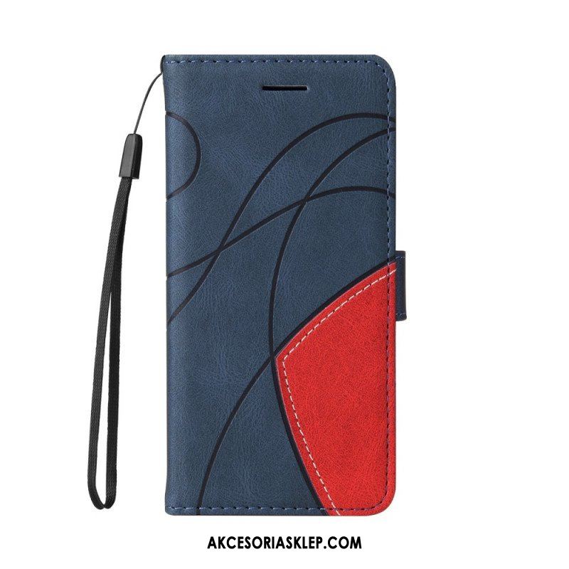 Etui Folio do Samsung Galaxy M12 / A12 Dwukolorowa Sygnowana Sztuczna Skóra