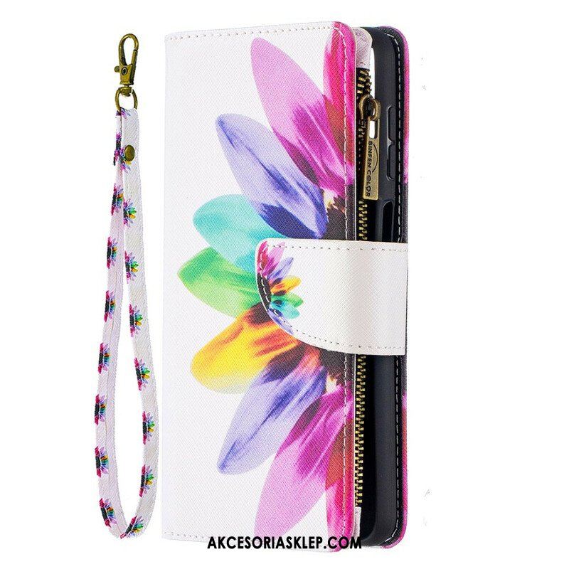 Etui Folio do Samsung Galaxy M12 / A12 Kieszonka Zapinana Na Zamek W Kwiaty